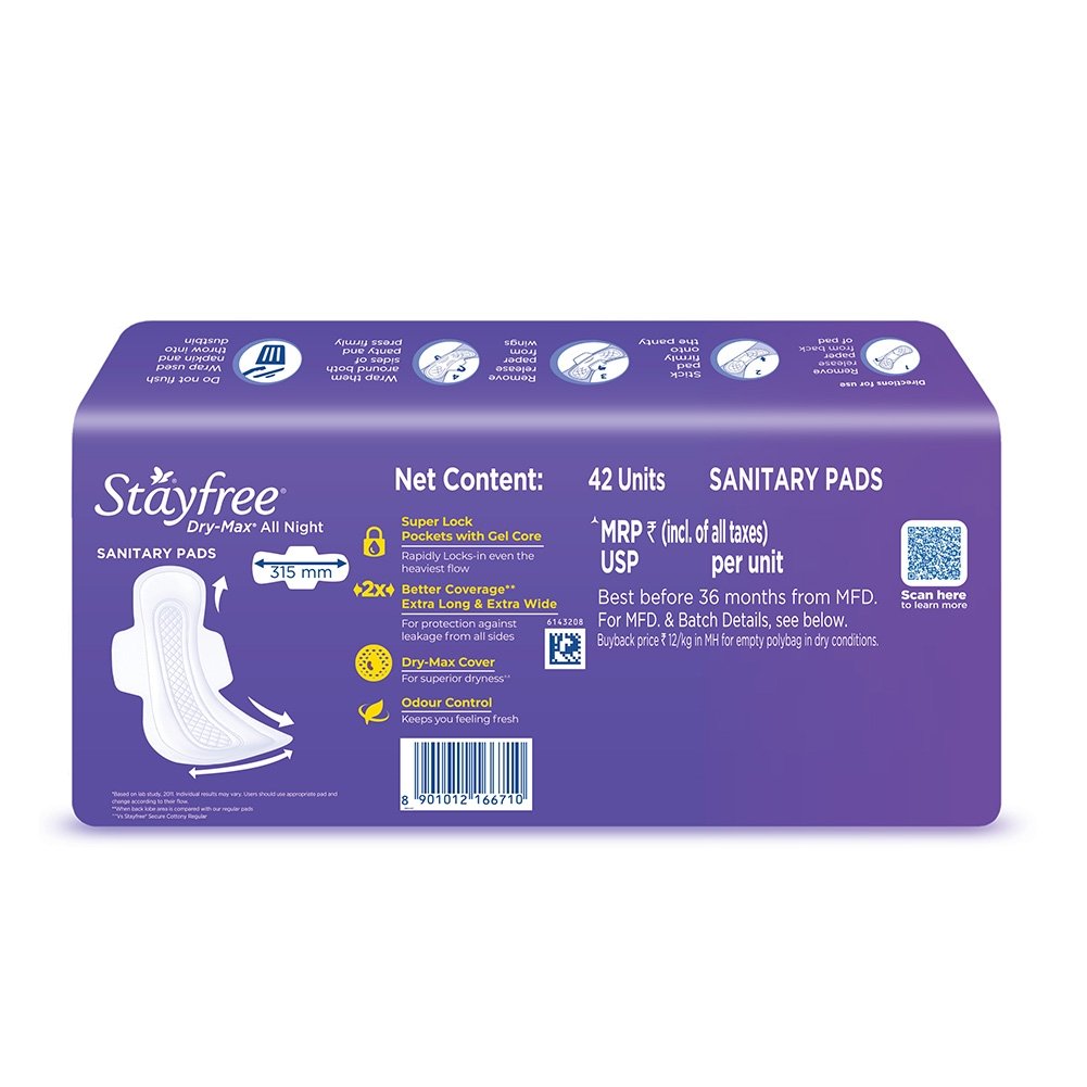 Stayfree® Dry-Max All Night XL Sanitary Napkins for Night