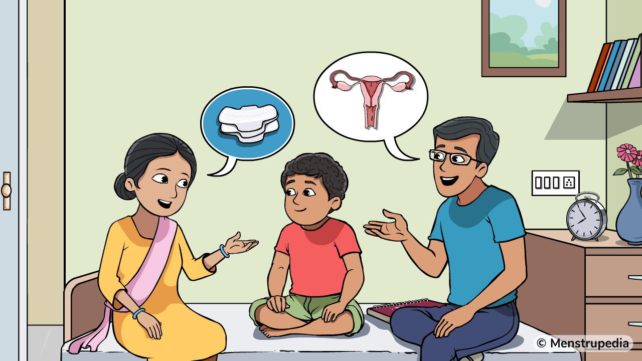 parents explaining periods to child